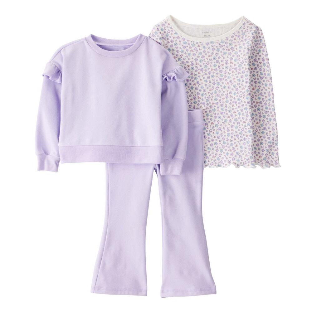 Carters Girls 3‑Piece Playwear Set, Purple, Size 3T, NWT